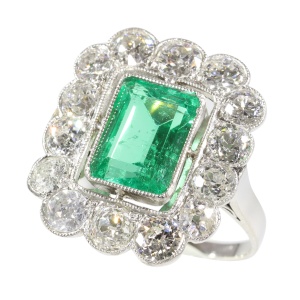 Post-War Luxe: Heirloom Emerald & Diamond Engagement Ring